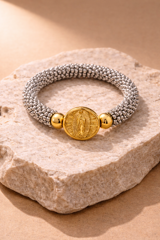 Anillo elasticado con imagen de la Virgen