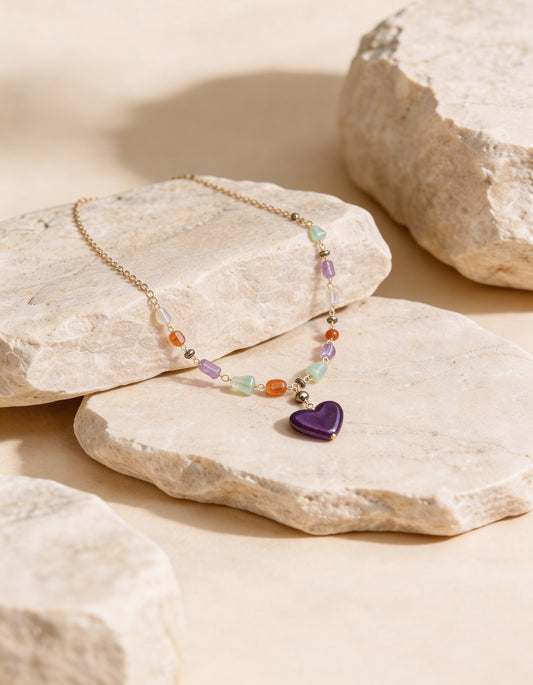 COLLAR PIEDRAS Y CORAZON