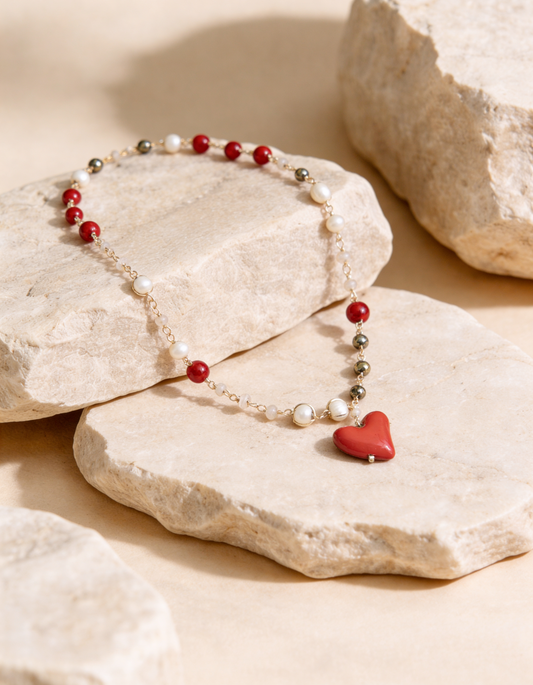 COLLAR PERLAS, PIRITAS Y CORAZÓN