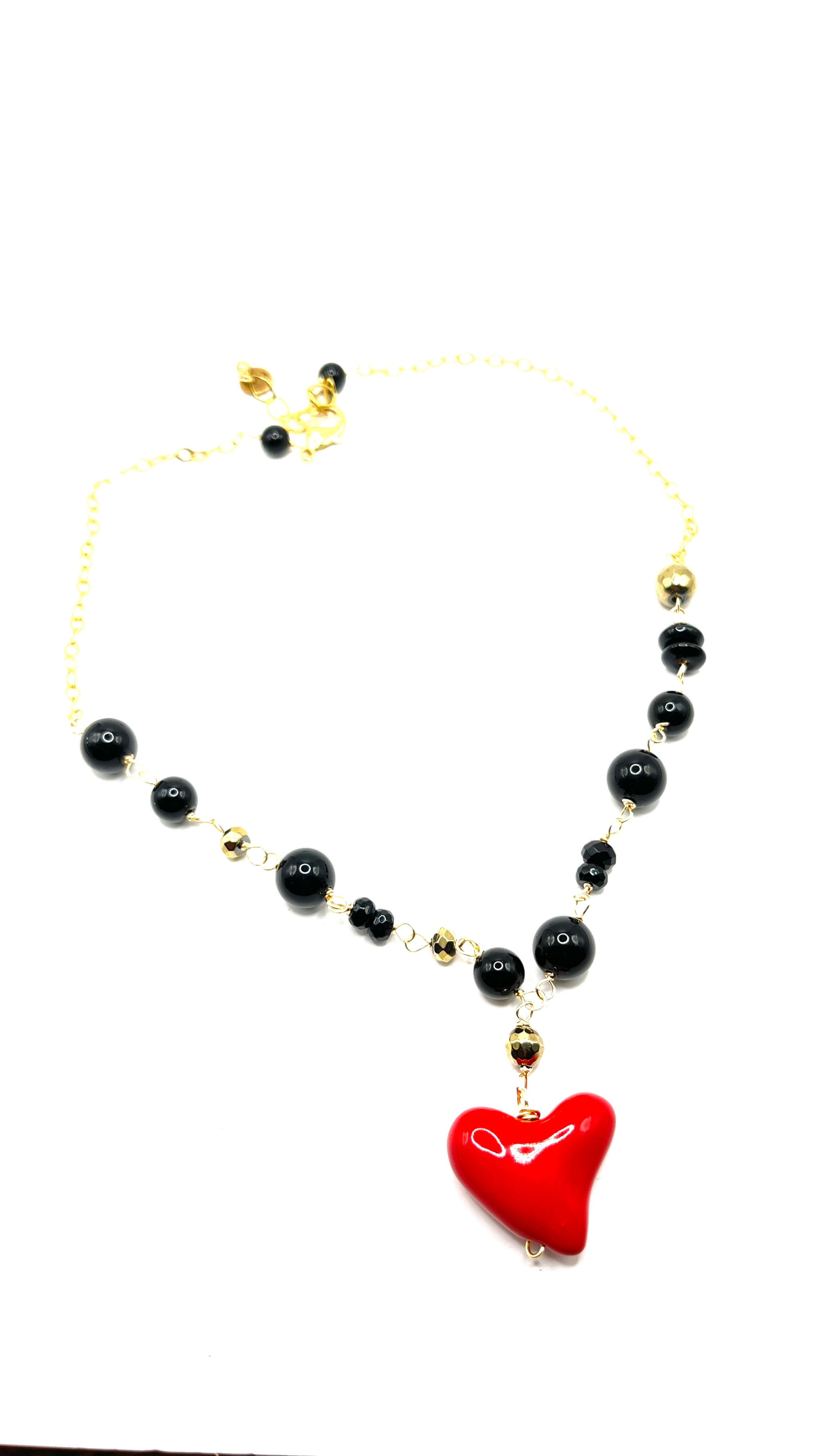Collar corazón rojo y ónix