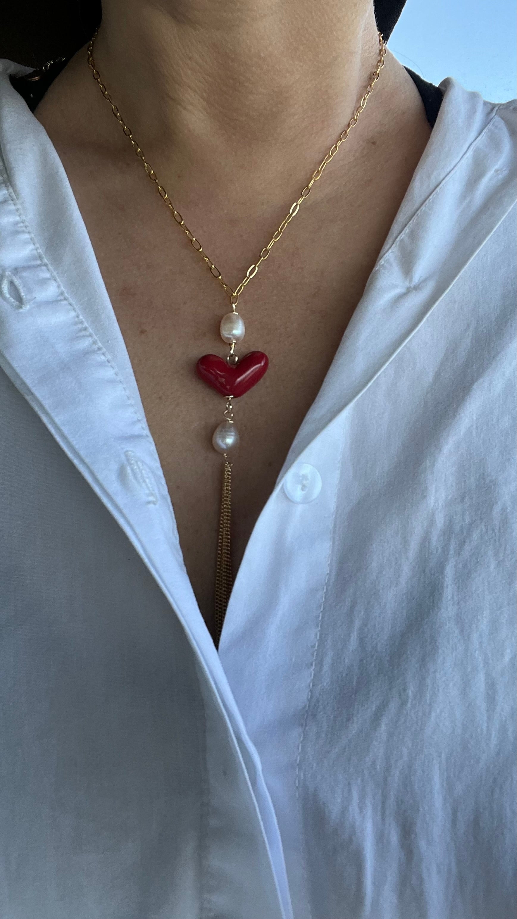 Collar cadena y corazón