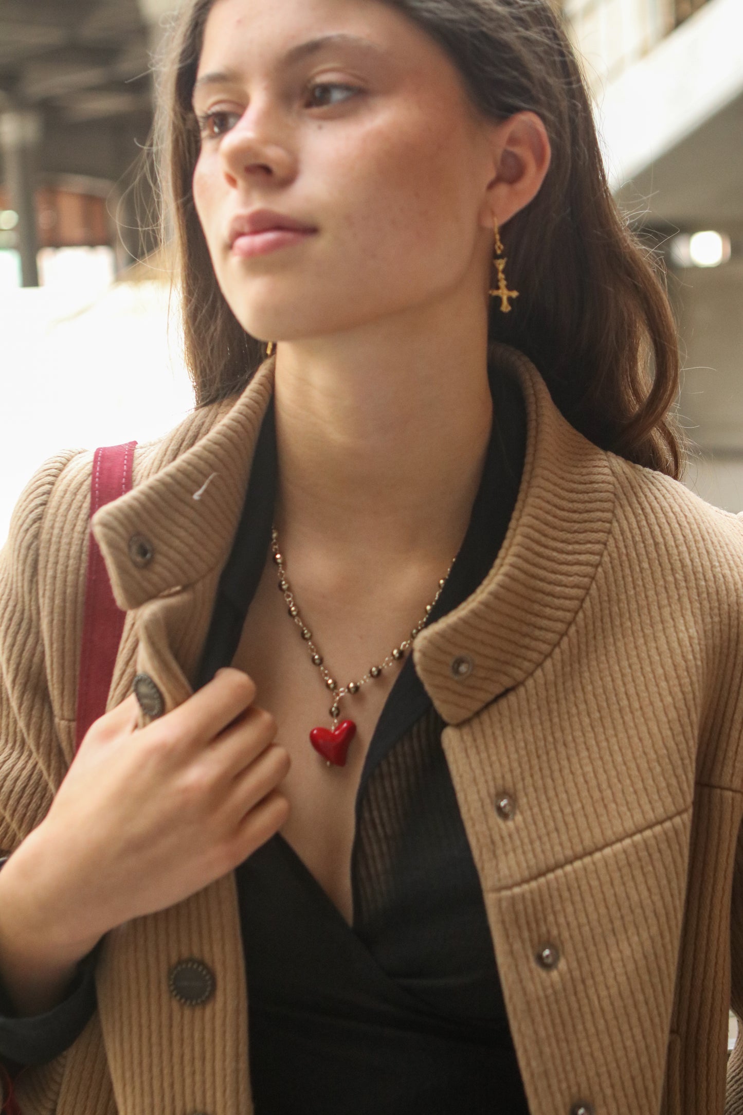 Collar pirita y corazón