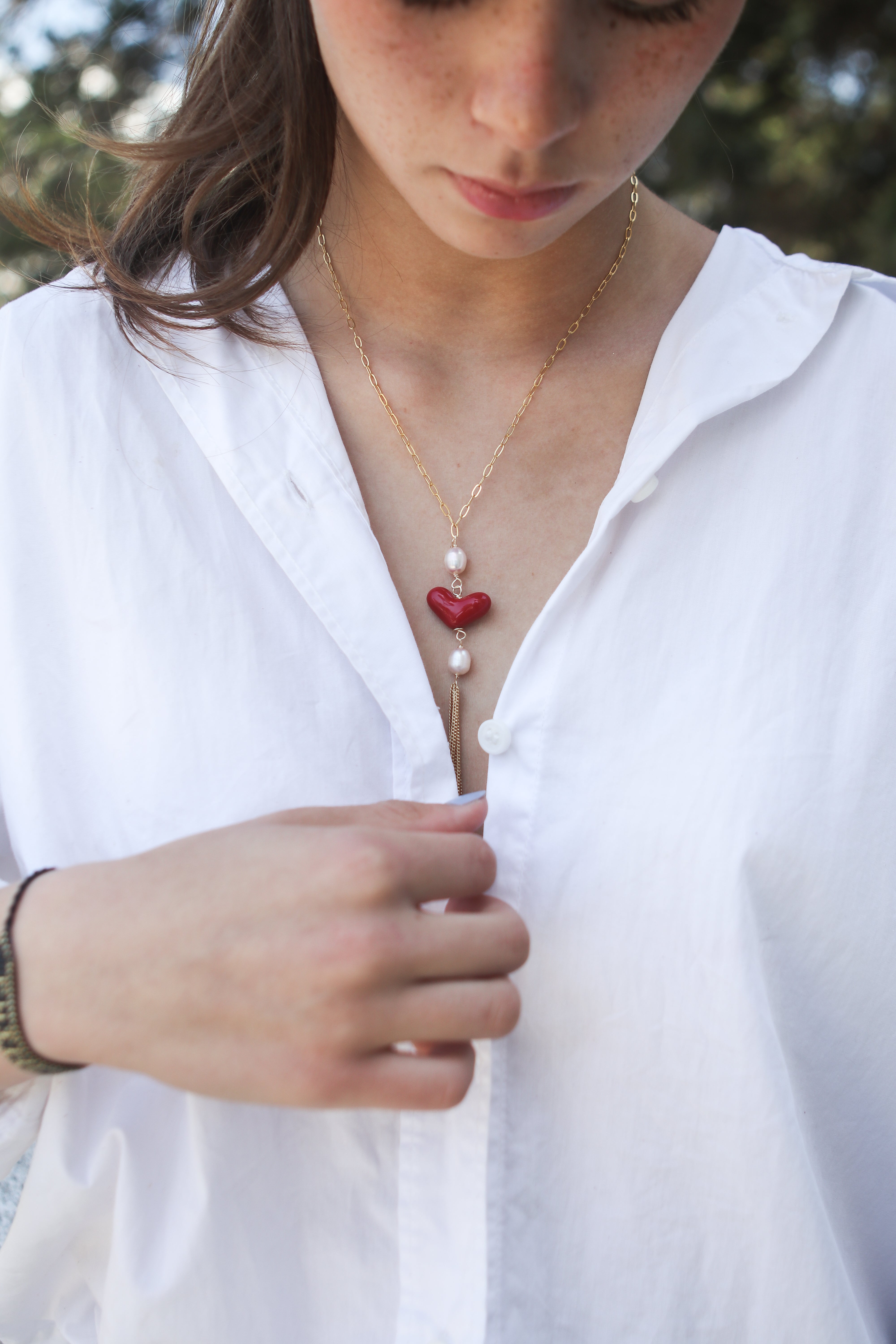 Collar cadena y corazón