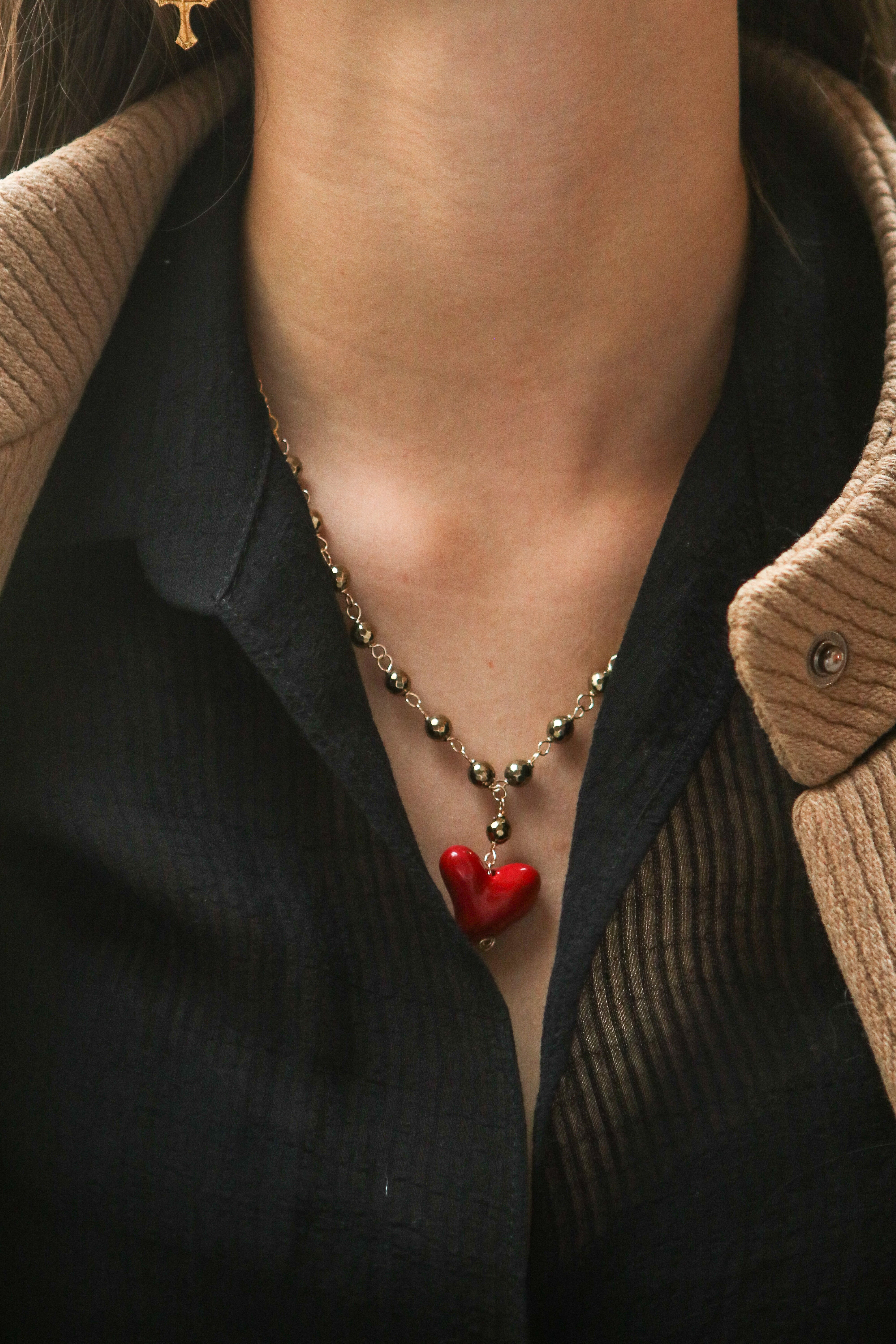 Collar pirita y corazón