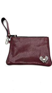 Clutch cuero burdeo