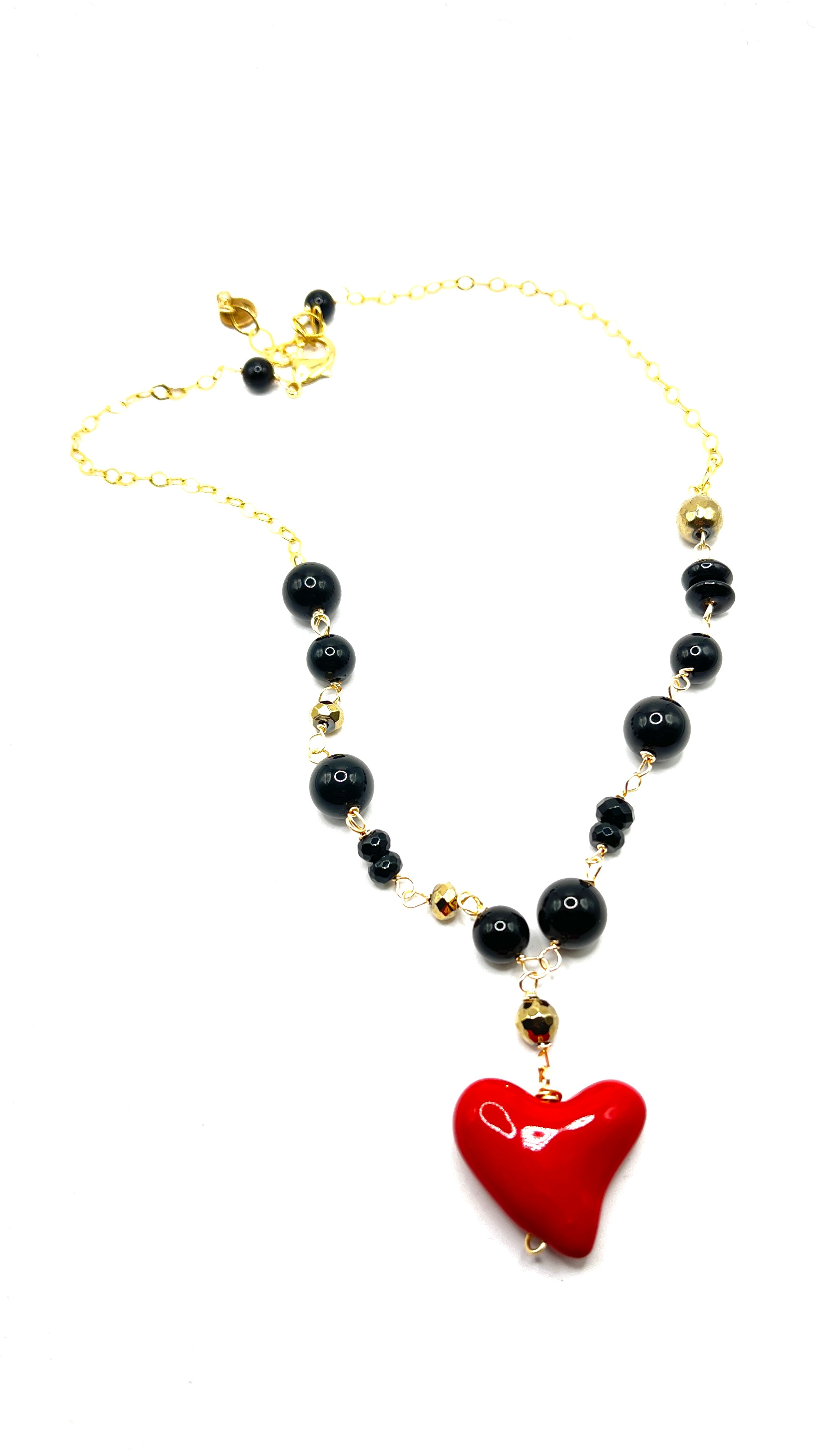 Collar corazón rojo y ónix
