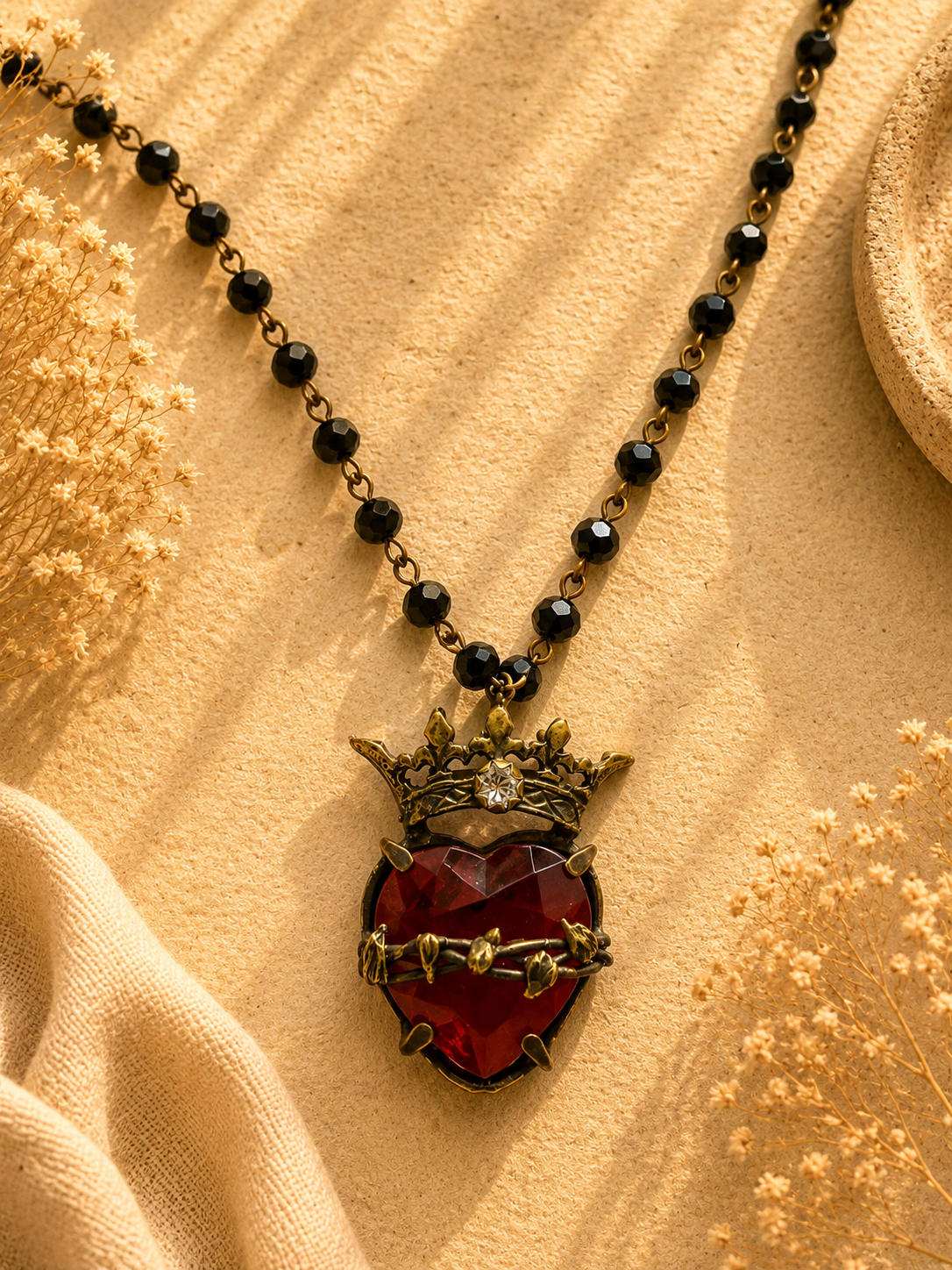 Collar cristal Sagrado corazón rojo