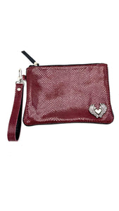 Clutch cuero burdeo