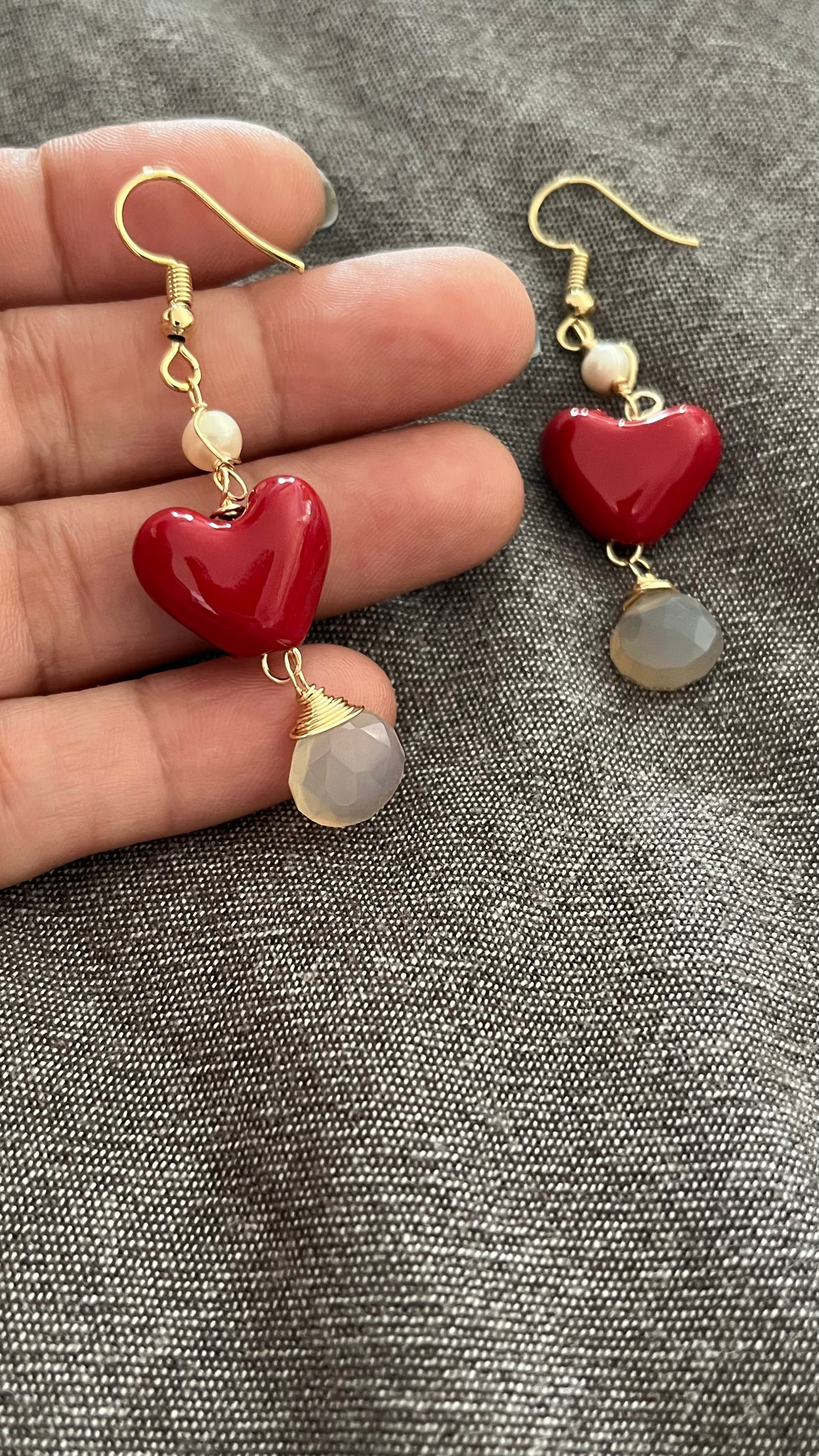 Aros corazón y cuarzo