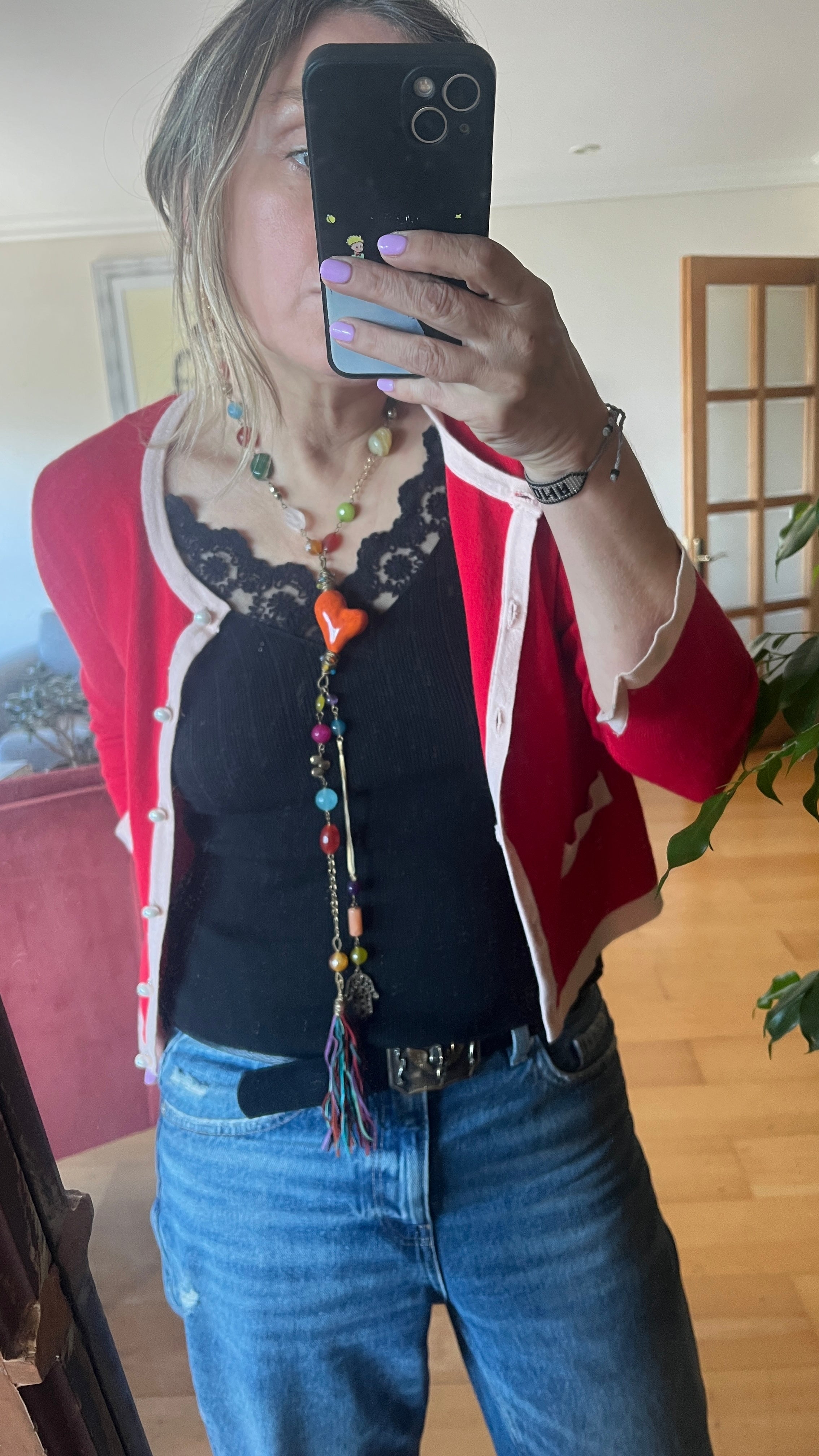 Collar piedras y corazón naranjo