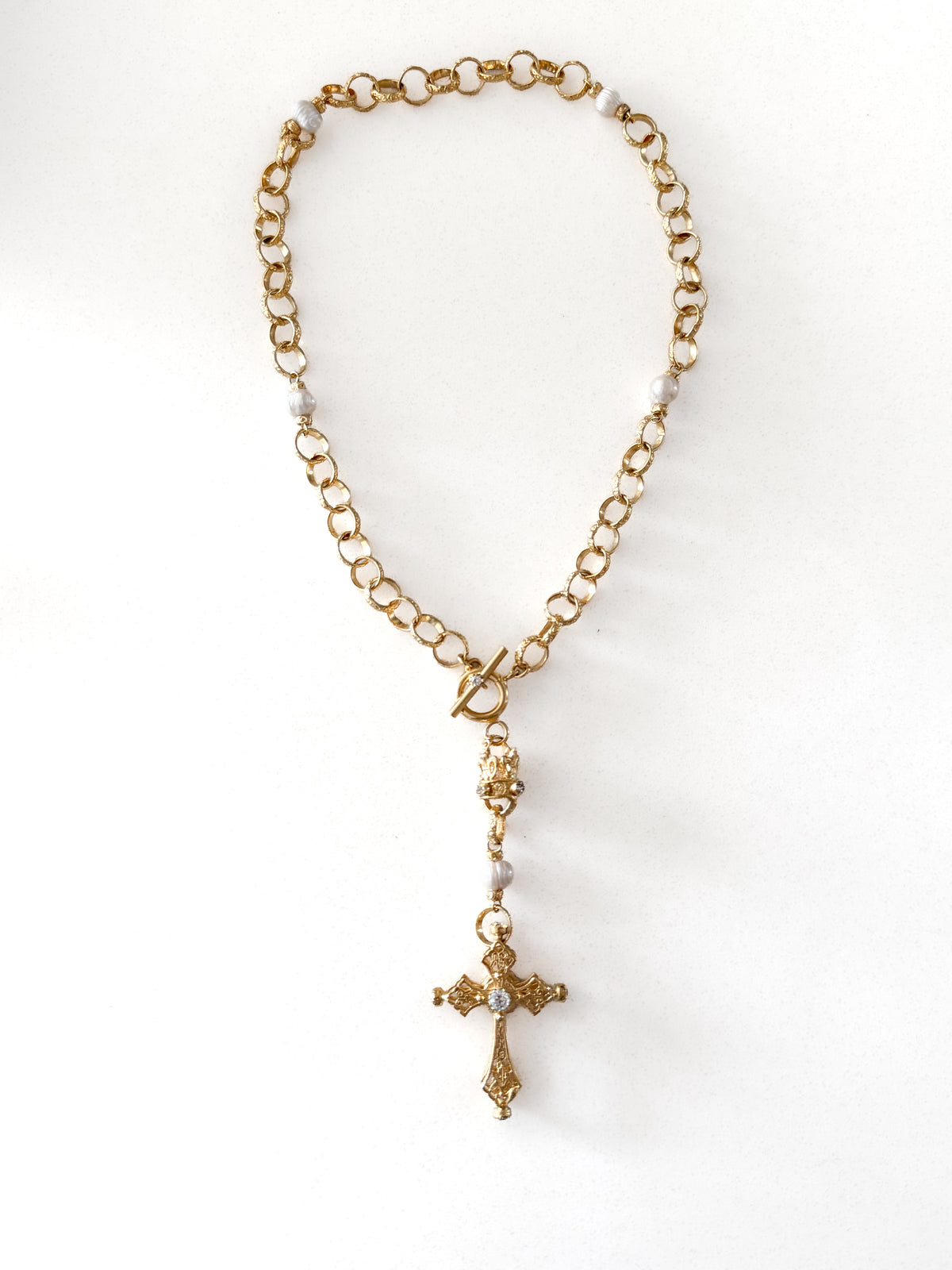 Collar cruz y cristales