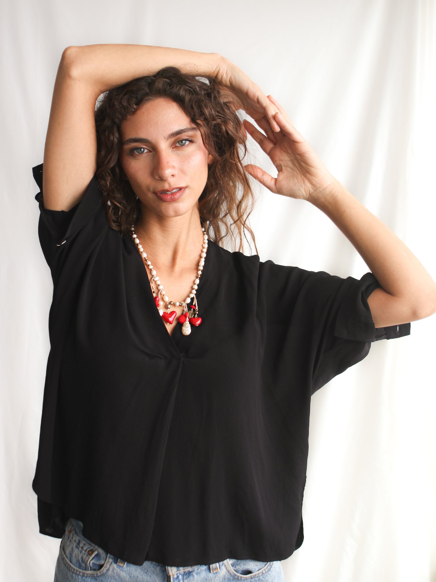 COLLAR DE PERLAS Y CORAZÓN